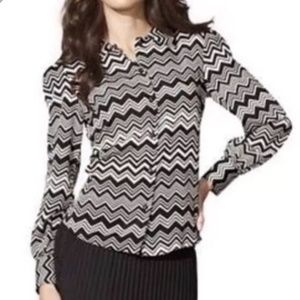 MISSONI For Target Black & white chevron print long sleeve top blouse Med